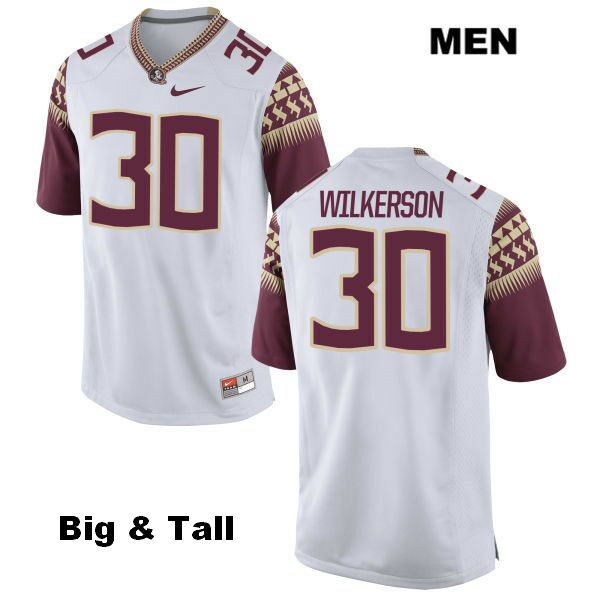 Men's NCAA Nike Florida State Seminoles #30 Jalen Wilkerson College Big & Tall White Stitched Authentic Football Jersey LJA4069RY